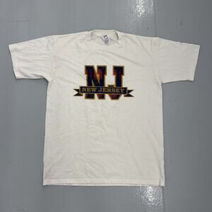 Vintage 90s New Jersey White Graphic Tourist T-Shirt